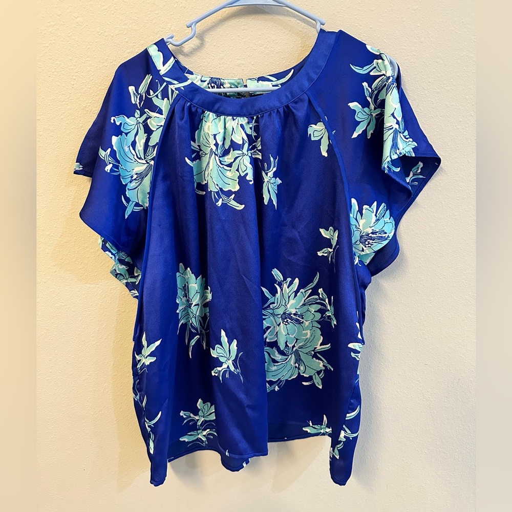 Blue Flowered Liz Claiborne Blouse
